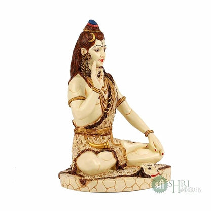 Indicast Resin 10" Inch Lord Shiva Sitting Fine Gold Painting Mahadev Shiva Idol Statue | Home Decor Handcrafted Shankara Murti