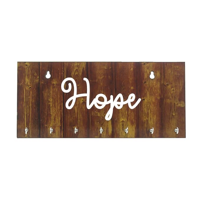 Ecraftindia Hope Theme Wooden Key Holder With 7 Hooks