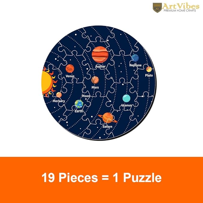 Artvibes Our Solar System Wooden Premium Puzzles for Kids Age 3-5 | Toddlers Wooden 19 Pieces Puzzle | Fun Learning Brain Booster for Kids
