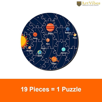 Artvibes Our Solar System Wooden Premium Puzzles for Kids Age 3-5 | Toddlers Wooden 19 Pieces Puzzle | Fun Learning Brain Booster for Kids
