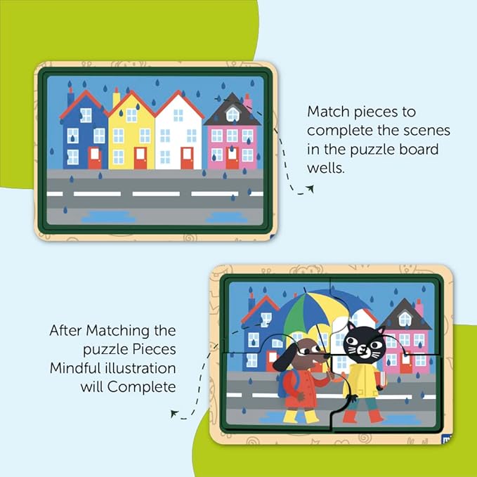 Mini Leaves Four 4 Piece Act of Kindness Jumbo Pieces Wooden Puzzle Set of 4 Chunky Jigsaw Puzzle for Kids | Educational Puzzle Game