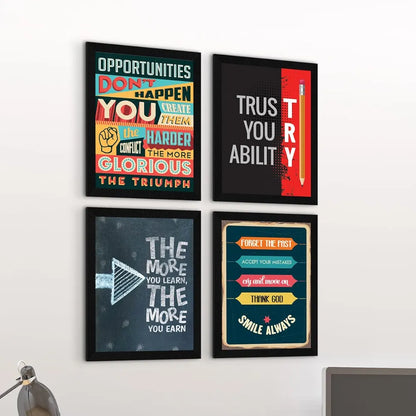 ArtX Paper Motivational Quotes Wall Frames AXF00115-MOT Set of 4