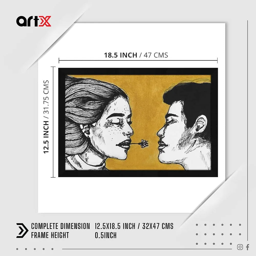 ArtX Paper Pen Art In Love Framed Wall Art Painting Multicolor Abstract Set of 1