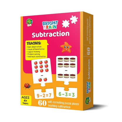 Bright Brain Subtraction Puzzle for Kids – 60 Self-Correcting Pieces | Math Learning Game for Preschoolers | Educational Toy for Early Math Skills | Ages 4+ by Majestic Book Club