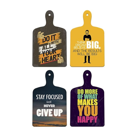 Artvibes Motivational Quotes Designer Wood Wall Hangers for Home | Wooden Artworks Hangings | Set of 4