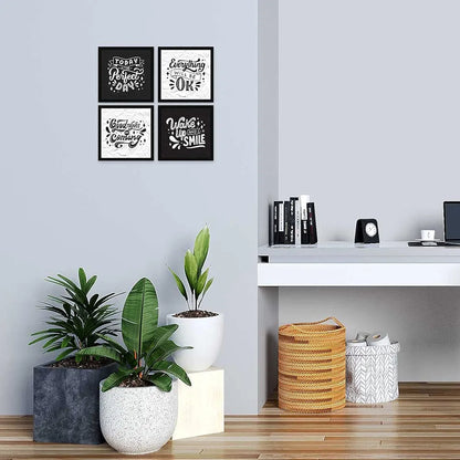 ArtX Paper Motivational Quotes AXJ00141-MOT Good Things Wall Art Painting With Frame Set of 4
