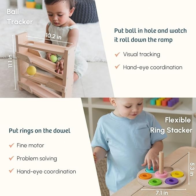 Curious Cub Montessori Learning Wooden Toys Box 6 | Problem Solving, Builds Hand-eye Coordination | Brain Development Activities