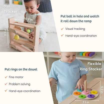 Curious Cub Montessori Learning Wooden Toys Box 6 | Problem Solving, Builds Hand-eye Coordination | Brain Development Activities