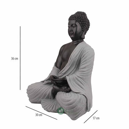 Indicast Polyresin Buddha Idol for Home Decoration | Black and Off White