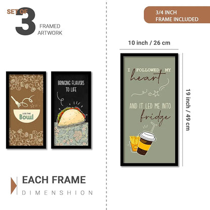 Kotart Restaurant Quotes Posters with Frame for Kitchen I Followed My Heart  Set of 3