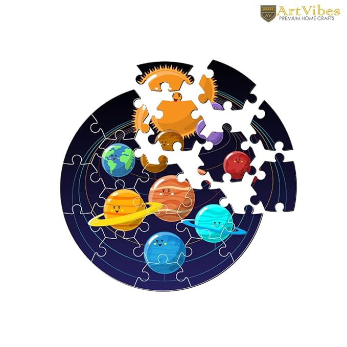 Artvibes Wooden Premium Solar System Puzzles for Kids Age 2 and 3 | 19 Piece Puzzles | Fun Learning Brain Booster for Little Champions