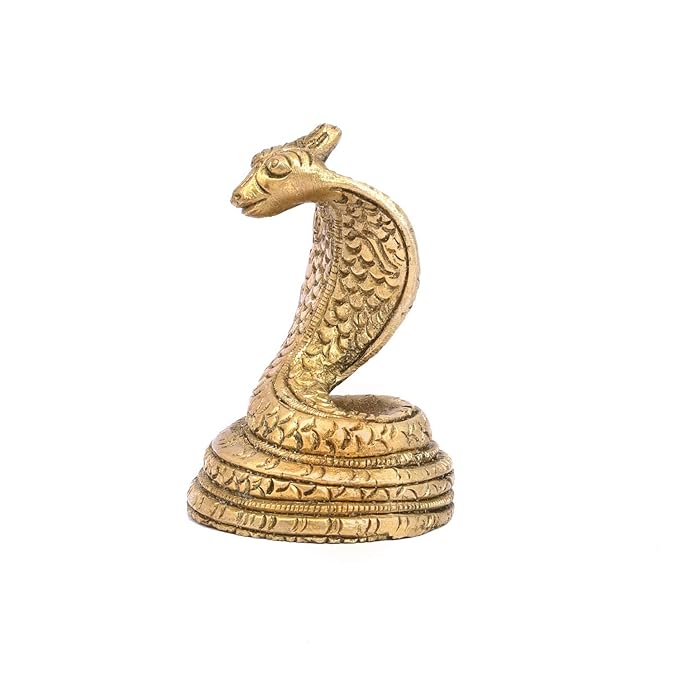 The Advitya Brass Snake Statue for Shivling | Snake Idol Showpiece for Pooja & Decor | 2.5" Inch
