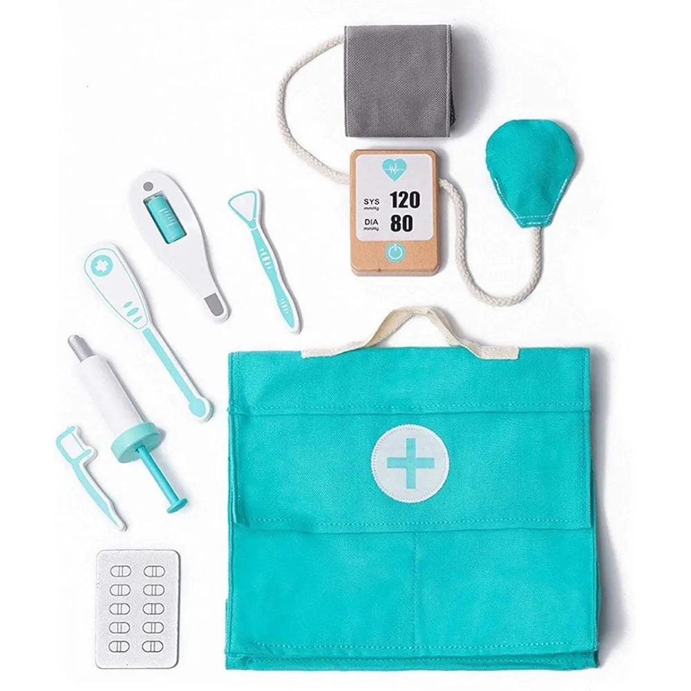 NESTA TOYS - Wooden Doctor Set for Kids | Pretend Play 18 Pcs Dentist Medical Kit for Kids 