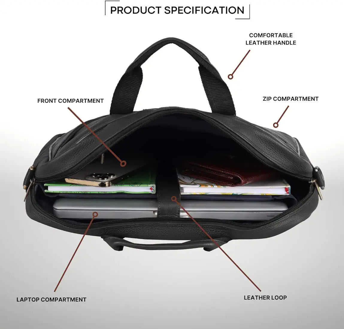 WildHorn Leather Laptop Messenger Bag for Men
