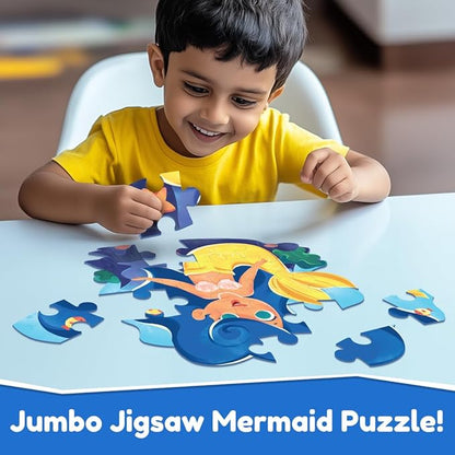 Bloomingo Puzzle Kit for Kids| My First Jigsaw Puzzle | Unicorn & the Friendly Fairy | 20+ Jigsaw Pieces | Mermaid