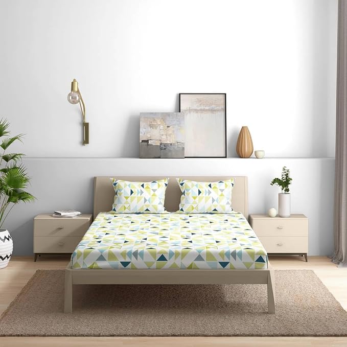 Wakefit Bedsheet For King Size Bedsheet King Size Bed Cotton 2 Pillow Covers Elastic Fitted Sheet Maze Multicolor