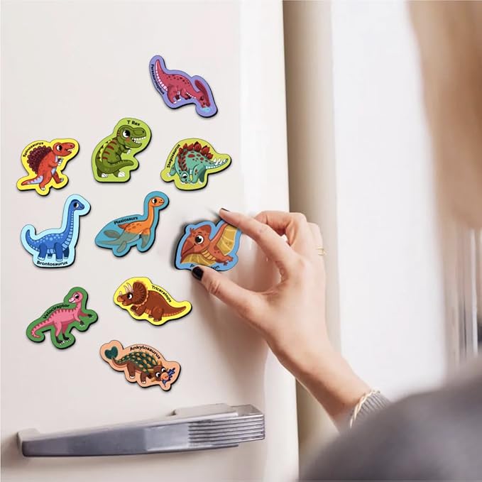 Mini Leaves Magnets for Kids Dinosaur Fridge Magnets for Whiteboard Preschool Learning Toys | Magnetic Animals for Refrigerator