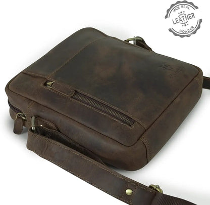 Goatter Hunter Leather 10”Inch Multi Pocket Crossbody Messenger Bag For Men  GTHT-13