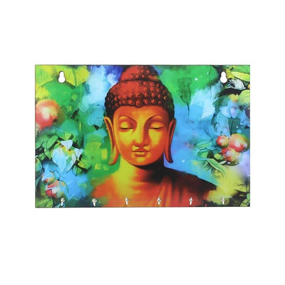 Ecraftindia Lord Buddha Theme Wooden Key Holder With 6 Hooks