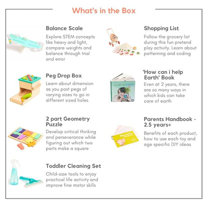 Curious Cub Montessori Learning Wooden Toys | Box 13 | Develop Problem/puzzle Solving | Hand-eye Coordination & Brain Development