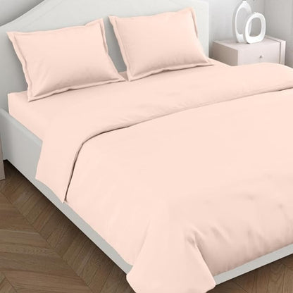 Haus & kinder Cotton Plain Solid Bedsheet for King Size 2 Pillow Covers | Colour Blush