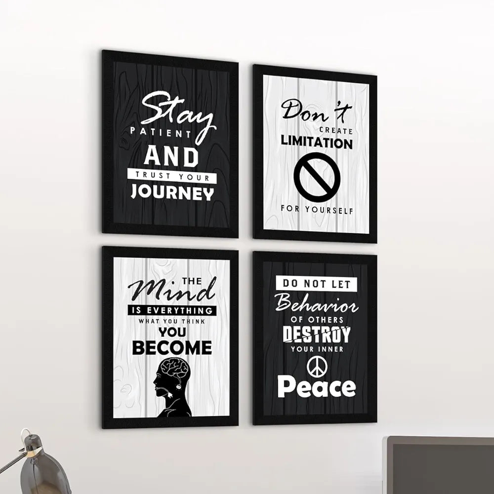 ArtX Paper Stay Patient Motivational Framed Posters Set of 4