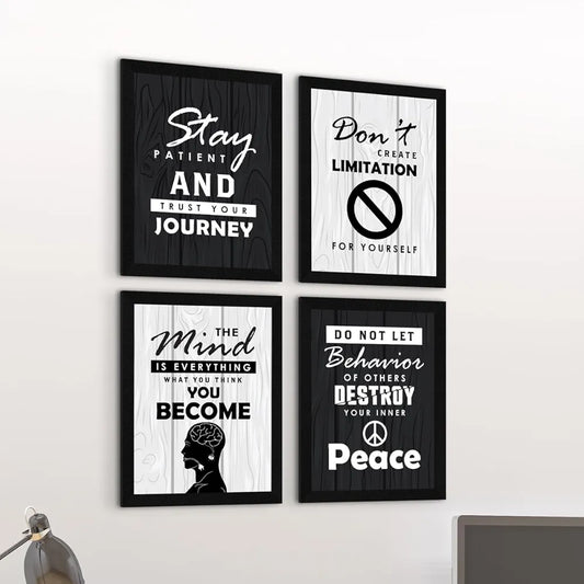 ArtX Paper Stay Patient Motivational Framed Posters Set of 4