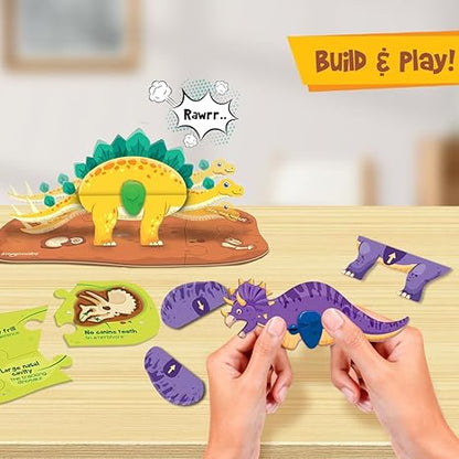 Imagimake Mapology Glow in The Dark Dinos & Egg 3D Dinosaur Puzzle for Kids Build