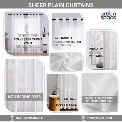 Urban Space Linen Textured Sheer Curtain for Door Room Darkening Curtain with Tieback Set of 2 Decorative Curtains Mint Green