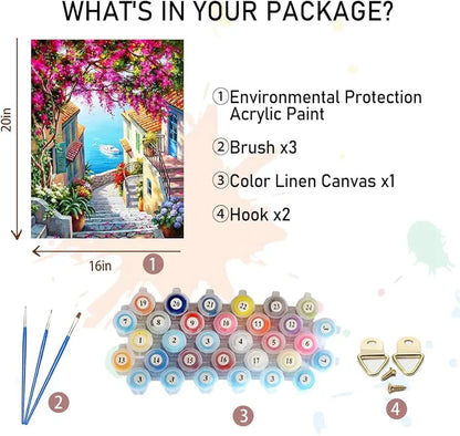 TREXEE DIY Acrylic Paint by Numbers for Adults Kids Beginner, Oil Paint by Numbers DIY PNB Painting DIY Painting by Numbers for Gift Home Wall Decor 16”W x 20”L 