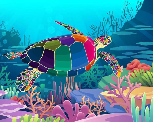 TREXEE Turtle Paint by Numbers for Kids & Adult, DIY Paint by Number for Kids Beginner on Canvas Painting Without Frame