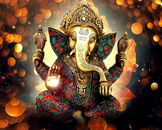 TULIP N TURTLE Colourful Ganesha Diy Acrylic Paint By Number Kit For Adults Kids Beginner Painting By Number. Wall Decoration Diy Painting Kit For Adults, Multicolor
