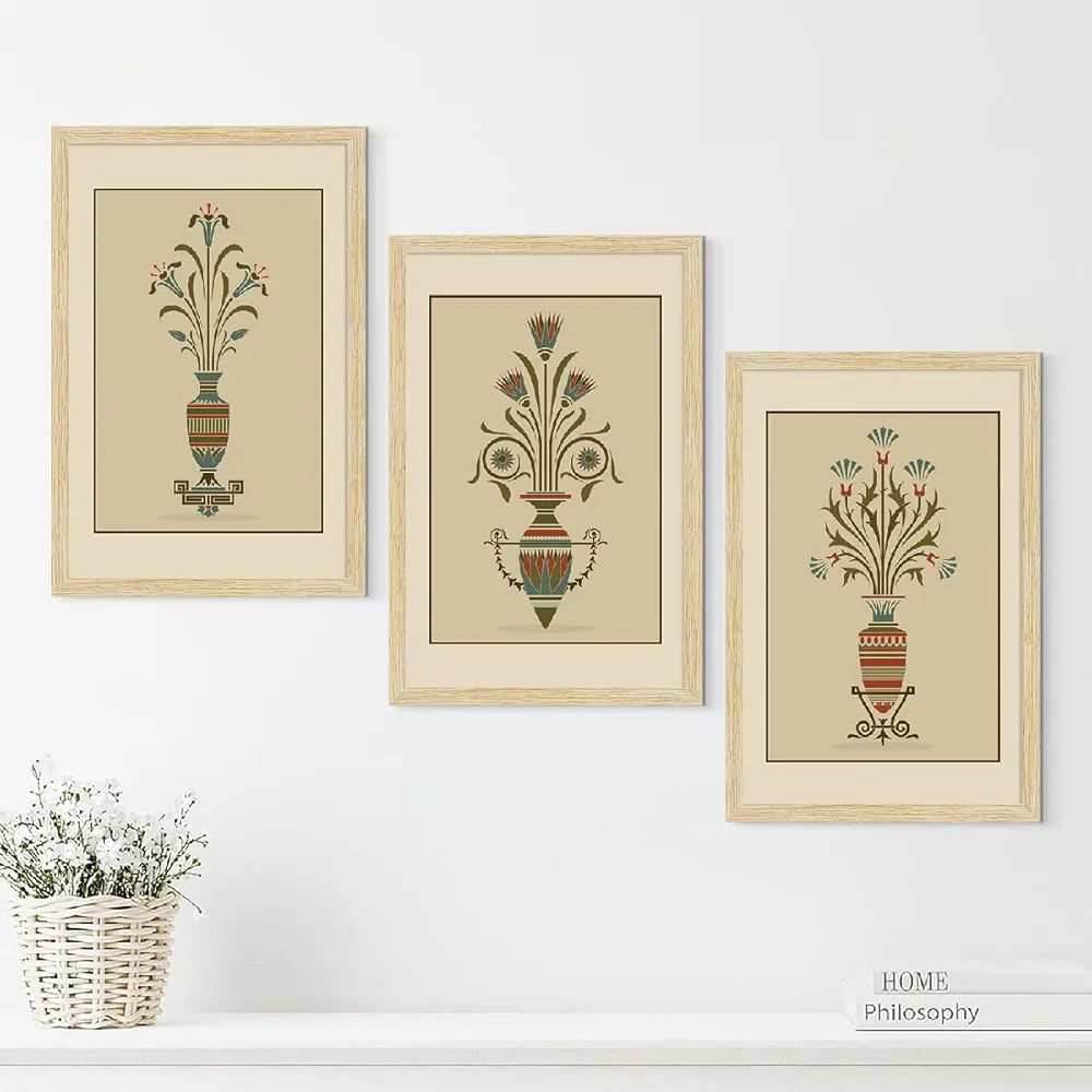 ArtX Paper Vintage Paintings with Frame Set of 3