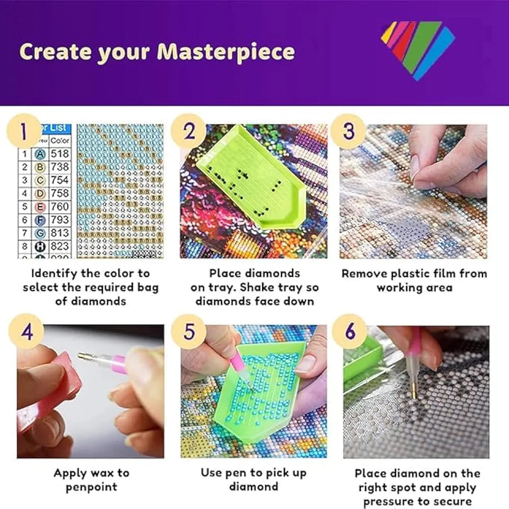 TREXEE 5D Diamond Painting by Number Kits for Adults & Kids, 12x16inch DIY Full Drill Embroidery Cross Stitch Pictures Art Kit, DIY Diamond Painting Kit DIY Painting kit 