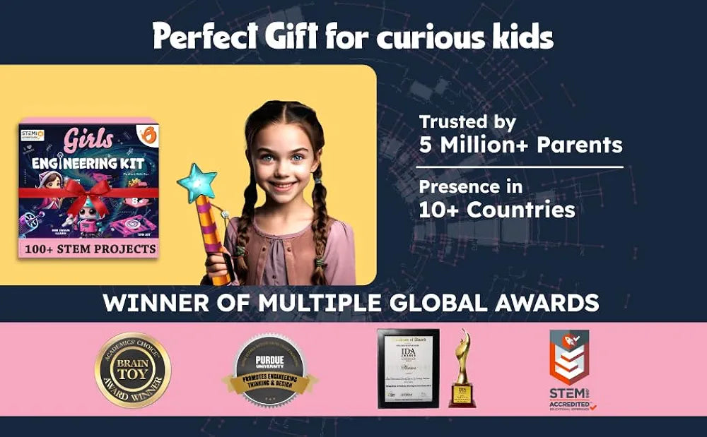 Butterfly EduFields 100+ STEM Engineering Project Kit for Girls Ages 8 10 12 15 Years | Ultimate DIY Science Experiments for Kids | Educational Engineering Toys Best Birthday Gift idea