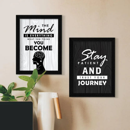 ArtX Paper Stay Patient Motivational Framed Posters Set of 4