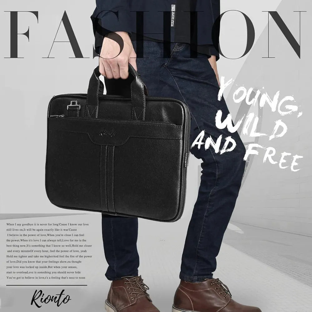 RIONTO Messenger Bag - Laptop Bag for Men, PU Leather Expandable Office Bag for Men | Supports Laptop Upto 15.6 inches 