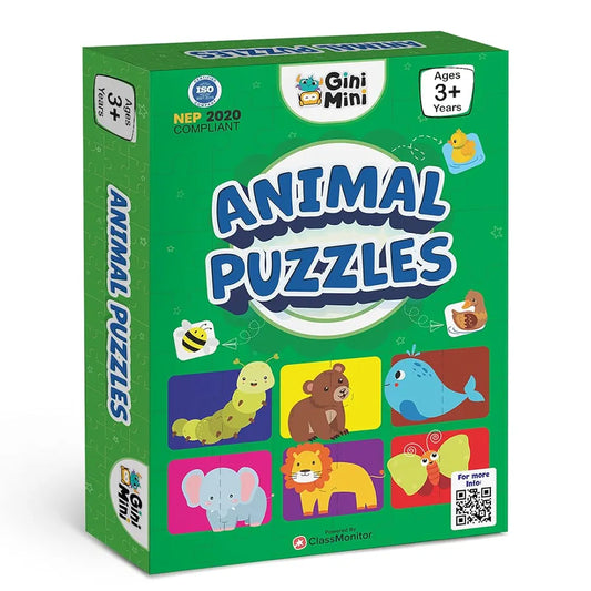 GiniMini Animals Jigsaw Puzzle for Kids 2 3 4 5 Years | Educational 2 Piece Puzzle for Memory & Motor Skills | Return & Birthday Gifts for Boys & Girls