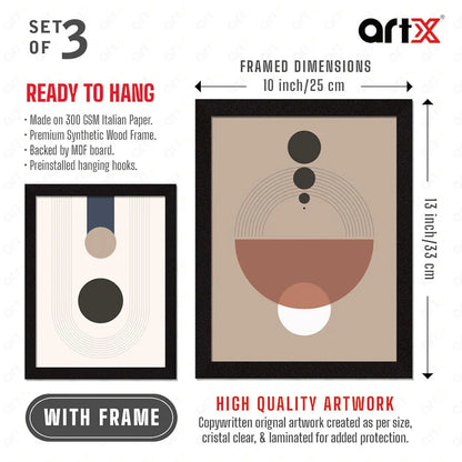 ArtX Paper Geometrical Boho Wall Painting Set of 3