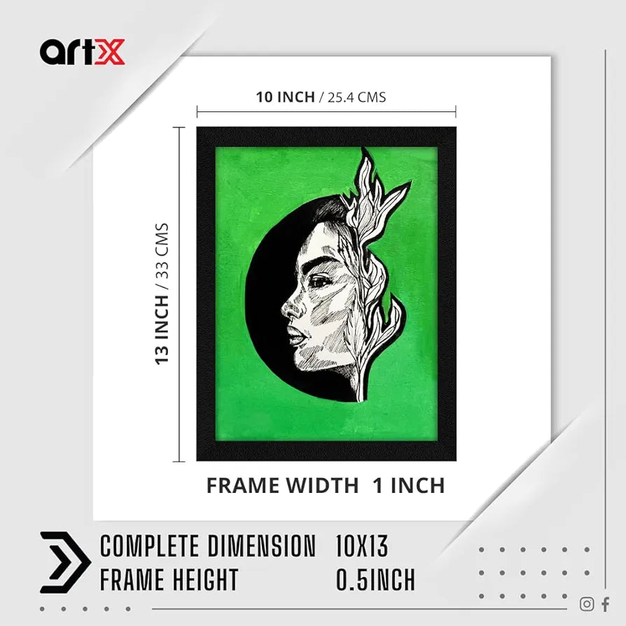 ArtX Paper Pen Art Abstract Girl Women Frame Wall Art Painting