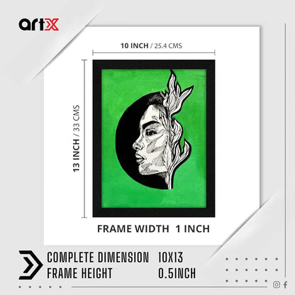 ArtX Paper Pen Art Abstract Girl Women Frame Wall Art Painting