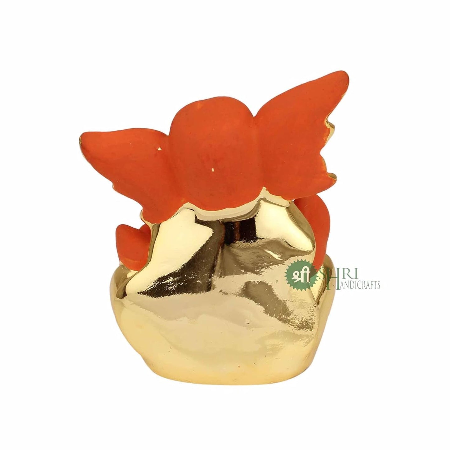 Indicast Resin God Ganpati Gold Plated Ganesha Idol for Car Dashoboard & Home and Office Decor