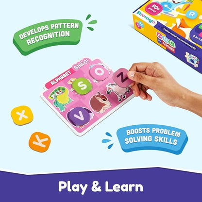 Bloomingo Learning Kit | Abc With Animals - Learn the Alphabets | Fun Bingo Cards and Animal Puzzles