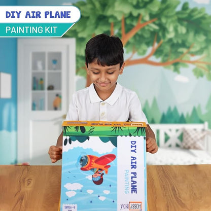 Hobby India Diy Air-plane Pre-design Canvas | Paint It Yourself Activity Art and Craft Kit for KIds