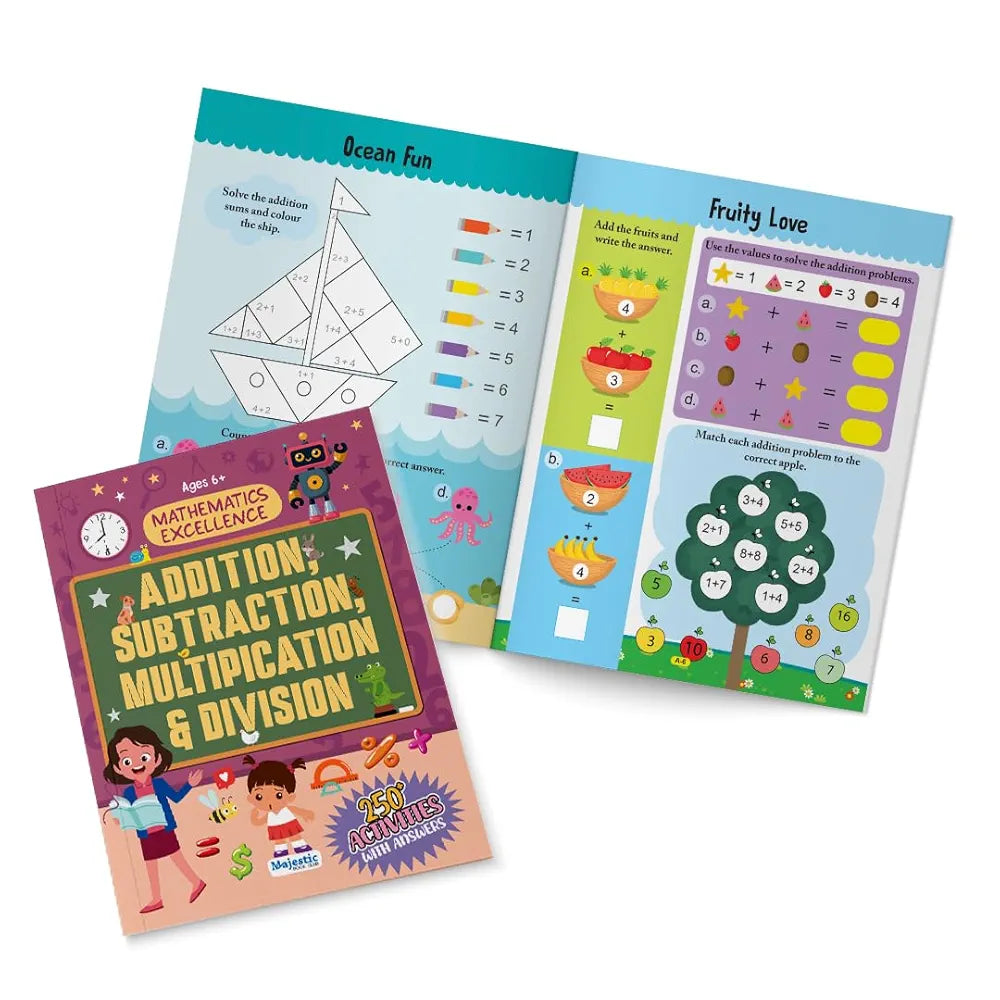 Addition, Subtraction, Multiplication and Division Maths Activity Book for Children Ages 6+ | 250+ Math Activities for Early Learning | The Book Tree Books