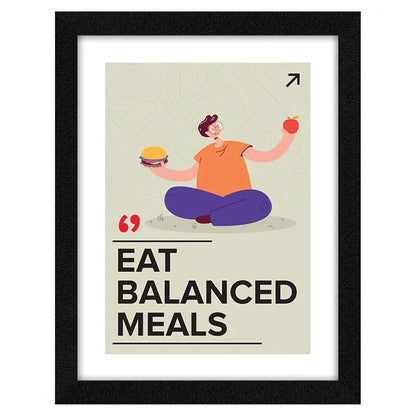 ArtX Paper Eat Balanced Meals Health Quote Wall Frame