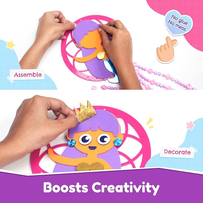 Bloomingo Art & Craft Kit - Mermaid Dreamcatcher | Diy Dream Catcher Kit for Kids | Themed Dream Catcher With Fun Foil Stickers