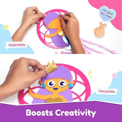 Bloomingo Art & Craft Kit - Mermaid Dreamcatcher | Diy Dream Catcher Kit for Kids | Themed Dream Catcher With Fun Foil Stickers