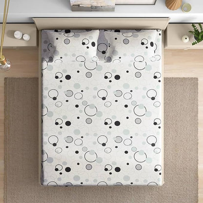 Wakefit Bedsheet For King Size Bedsheet King Size Bed 2 Pillow Covers Elastic Fitted Sheet Bubbles White Colour