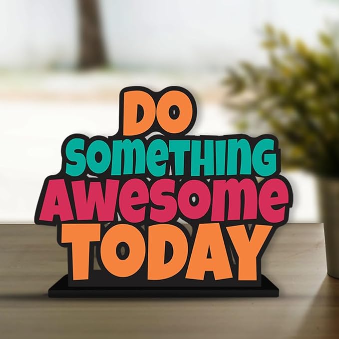 Art Vibes Wooden Idols & Figurine Do Something Awesome Today Positive Quotes Table Decor for Office Desk Alphabet Showpiece